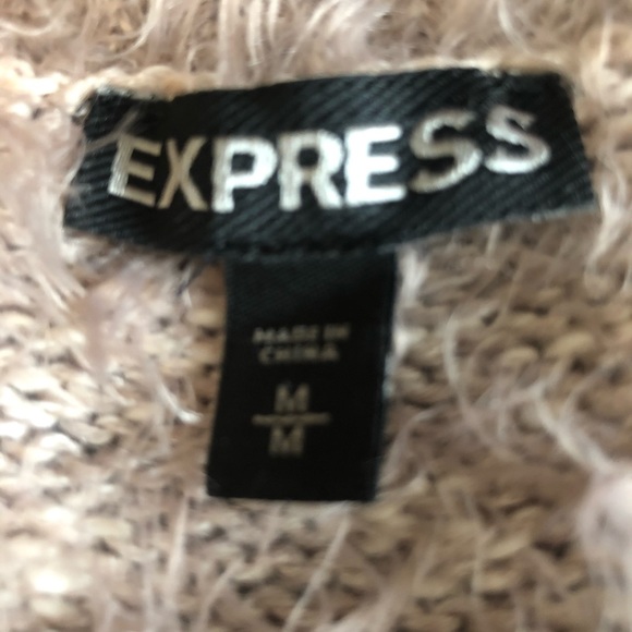 Express Mauve Fuzzy Lace Up Sweater - Picture 4 of 4